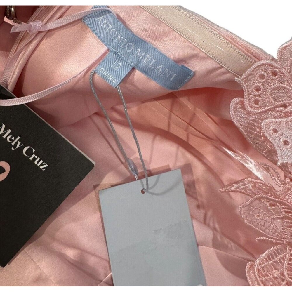 Antonio Melani Mely Satin Embroidered Tulle Dress 3D Butterflies Size 12 - Picture 13 of 14